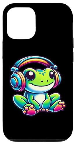 Hülle für iPhone 14 Pro Cute Frog Wearing Headphones von Frog Wearing Headphones Frog Lover Apparel