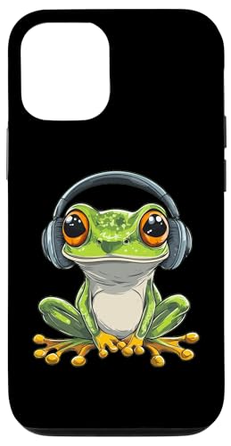 Hülle für iPhone 15 Cute Frog Wearing Headphones von Frog Wearing Headphones Frog Lover Apparel