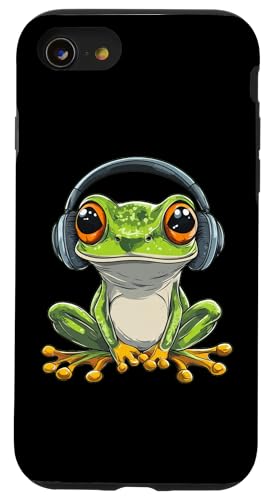 Hülle für iPhone SE (2020) / 7 / 8 Cute Frog Wearing Headphones von Frog Wearing Headphones Frog Lover Apparel