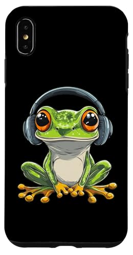 Hülle für iPhone XS Max Cute Frog Wearing Headphones von Frog Wearing Headphones Frog Lover Apparel