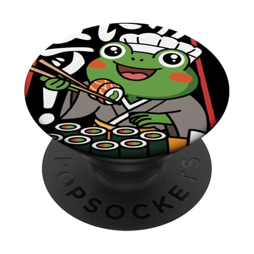 Frosch Japanisch Essen Sushi Chef Kawaii Ramen Anime PopSockets Klebender PopGrip von FrogAxis1