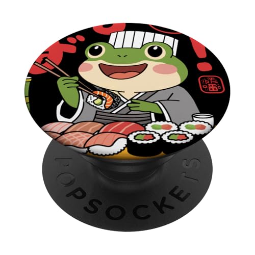 Frosch Japanisch Essen Sushi Chef Kawaii Ramen Anime PopSockets Klebender PopGrip von FrogAxis1