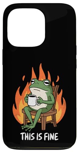 Hülle für iPhone 13 Pro Lustiger Frosch This Is Fine Humor Meme Männer Frauen von FrogAxis1