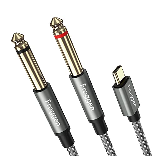 Froggen USB C auf 6.35mm Kabel Typ C auf Dual 6.35 mm 1/4 Zoll TS Audio Kabel AUX Y Splitter Kabel Typ C Stecker auf 1/4 Stecker Audio Kabel für iPhone iPad Verstärker, Lautsprecher von Froggen