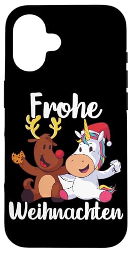 Hülle für iPhone 16 Frohe Weihnachten Einhorn Rentier Heilig Abend Bescherung von Frohe Weihnachten Schöne Bescherung Heilig Abend