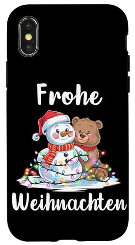 Hülle für iPhone X/XS Frohe Weihnachten Schneemann Weihnachten Bär Heilig Abend von Frohe Weihnachten Schöne Bescherung Heilig Abend