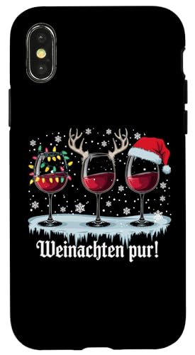 Hülle für iPhone X/XS Frohe Weihnachten Rentier Lichterkette Santa Claus Lustig von Frohe Weihnachten Shirt Männer Herren Fun Spruch