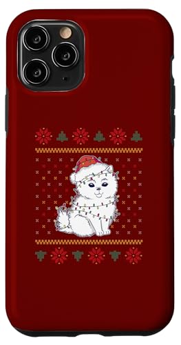 Hülle für iPhone 11 Pro Weihnachten süßer Hund mit Weihnachtsmütze & Lichterkette von Frohe Woofmas – Xmas Geschenke für Hundebesitzer