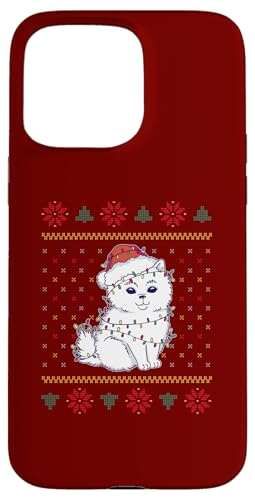 Hülle für iPhone 15 Pro Max Weihnachten süßer Hund mit Weihnachtsmütze & Lichterkette von Frohe Woofmas – Xmas Geschenke für Hundebesitzer