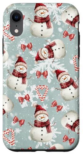 Hülle für iPhone XR Winter Wonderland Schneemänner Zuckerstangen auf Mintblau von Frostige Weihnachtsfest-Designs