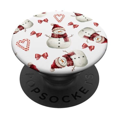 Winterwunderland-Schneemänner und Zuckerstangen mit Schnee PopSockets Klebender PopGrip von Frostige Weihnachtsfest-Designs