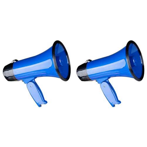 Frsoinor 2 x 25 Watt Kompakt-Lautsprecher PA Bullhorn – mit eingebauter Sirene, Diktiergerät, Flaschenöffner, Blau von Frsoinor