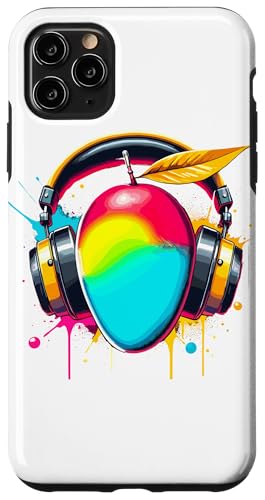 Hülle für iPhone 11 Pro Max Farbenfrohe Splash Art Kopfhörer Mango Mangos von Fruits Fruit Lover Gifts