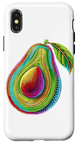 Hülle für iPhone X/XS Farbenfrohe Line Art Avocado Avocados von Fruits Fruit Lover Gifts