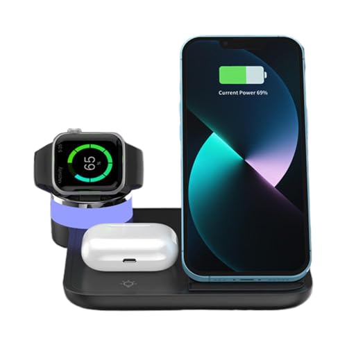 4 in 1 Wireless Charging Station, Foldable 15W Fast Wireless Charger Stand, Multifunctional Charger for Cell Phone, Tablet, Smartwatch, and Earbuds, Compact and Lightweight Charging Station von Fruusv