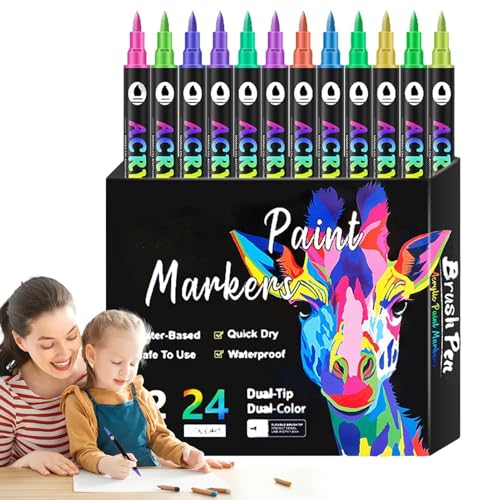 Fruusv Doppelseitige Marker, Journaling-Marker, Kunstmarkerstifte, Malmarker für Kinder, Skizzier- und Zeichnungsmarker, Künstlermarker-Set, Spitzenmarker für Künstler, Journaling von Fruusv