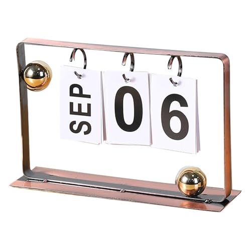 Perpetual Desk Calendar, Stand Up Metal Flipping Calendar, Reusable Iron Art Desk Calendar, Large Display Decorative Calendar, Desk Calendar For Teachers And Students, Kitchen Standing Decor Calendar, von Fruusv