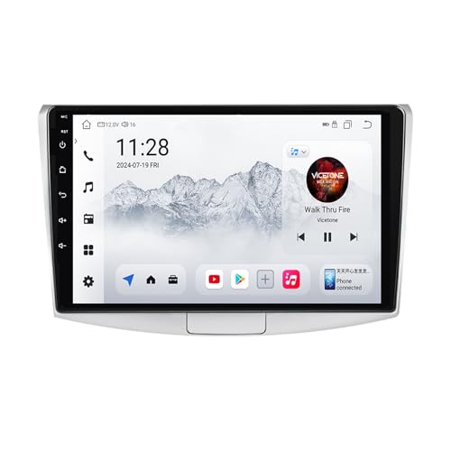 2 DIN 10 Zoll Android 14 Touchscreen Autoradio für VW Passat B7 2011–2015 mit Rückfahrkamera, kabelloses CarPlay & Android Auto Lenkradsteuerung, GPS-Navigation, Bluetooth, FM (Silber, H500 (4+64G)) von Ftradios