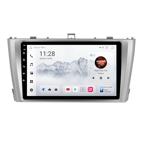 2 DIN 9 Zoll Android 14 Touchscreen Autoradio für Toyota Avensis 2008–2015 mit Rückfahrkamera, kabelloses CarPlay & Android Auto Lenkradsteuerung, GPS-Navigation, Bluetooth, FM (Silber, H200 (2+32G)) von Ftradios