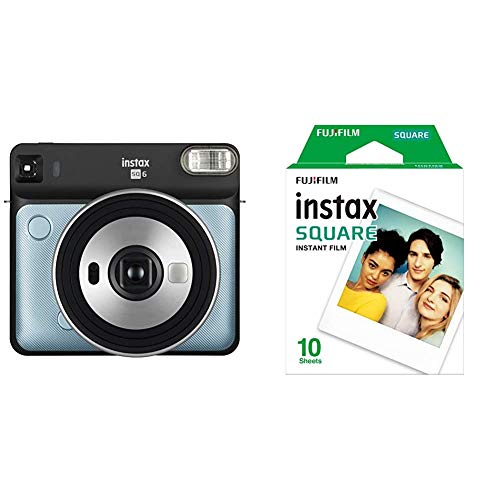 Fujifilm Instax SQ 6 EX D Sofortbildkamera, Aqua Blau & Instax Square WW 1 Film, Weiß von Fujifilm