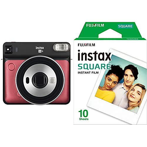 Fujifilm Instax SQ 6 EX D Sofortbildkamera, Ruby Red & Instax Square WW 1 Film, Weiß von Fujifilm