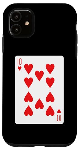 Hülle für iPhone 11 Ten of Hearts Spielkarte von Full Deck of Playing Cards for dark colors