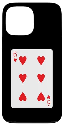 Hülle für iPhone 13 Pro Max Spielkarte "Six of Hearts" von Full Deck of Playing Cards for dark colors