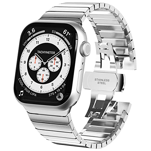 Fullife Kompatibel mit Apple Watch Armband 41mm 40mm 38mm,Metall Edelstahl Ersatzband für iWatch Ultra 2/Ultra Series 9 8 7 6 SE 5 4 3 2 1,Silber von Fullife