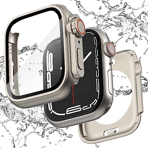 Ultra Look – FULLIFE 2-in-1 kompatibel mit Apple-Watch-Gehäuse Serie 6, 44 mm, wasserdichte Displayschutzfolie, Vorder- und Rückseite, schützende Stoßfängerabdeckung, iWatch SE2/SE Serie 6, 5, 4 für von Fullife