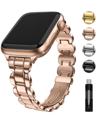 Fullmosa Edelstahl Armband Kompatibel mit Apple Watch 40mm 41mm 42mm 38mm für Damen, Stilvolles Schlankes Armband für iwatch Series 10 9 8 SE 7 6 5 4 von Fullmosa