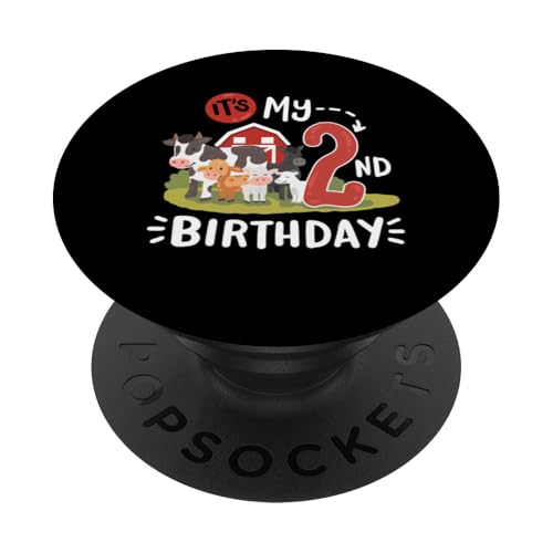 Bauernhoftiere "It's My 2nd Birthday" Geburtstagsparty, 2 Jahre alte Kinder PopSockets Klebender PopGrip von Fun Farmyard Birthday Party Gifts Shop