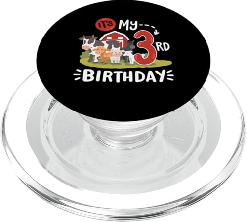 Farm Animals It's My 3rd Birthday Bday Party 3 Years Old Kids PopSockets PopGrip für MagSafe von Fun Farmyard Birthday Party Gifts Shop