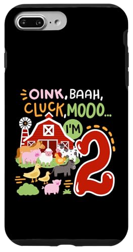 Hülle für iPhone 7 Plus/8 Plus Oink Baa Moo I'm 2 Farm Animals, 2. Geburtstag, zwei Jahre alt von Fun Farmyard Birthday Party Gifts Shop