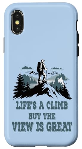 Wandern und Berge – Design Wandern Bergsteigen Trekking Hülle für iPhone X/XS von Fun Graphic Funny Design