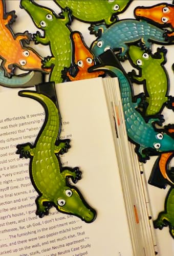 Alligator-Lesezeichen zum Anklemmen über die Seite für Kinder – lustige, coole Tier-Lesezeichen, Lese-Belohnungen, Bibliothekslese-Anreize, Klassenzimmerpreise, Partygeschenke, Lesezeichen für Kinder, von Fun-N-Nuf