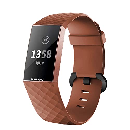 FunBand für Fitbit Charge 3/Charge 4 Armband,Klassisch Verstellbares Ersatz weiches Silikon Sporty Wrist Strap Band Armbanduhr Uhrenarmband Schlaufe Armbänder für Fitbit Charge 3/Charge 4 Smartwatch von FunBand