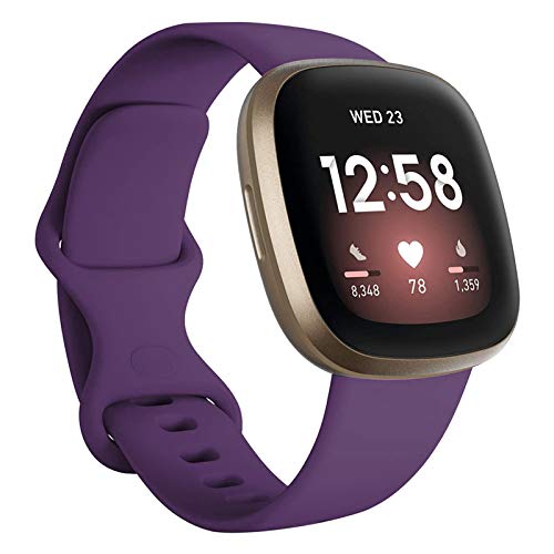 FunBand kompatibel mit Fitbit Versa 4 /Fitbit Versa 3 /Sense Armband, Weiche Silikon Sport Ersatzarmband Ersatz Band für Fitbit Versa 4 /Fitbit Versa 3 /Sense Smart Watch (1 Packung,Lila) von FunBand