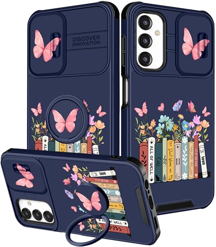 Funermei Schutzhülle für Samsung Galaxy A13 5G (2-in-1) für Damen und Mädchen, niedliches Design, hübscher Schmetterling, ästhetisch, modisches Design, mit Kamera-Abdeckung und Ringständer, Funda für von Funermei