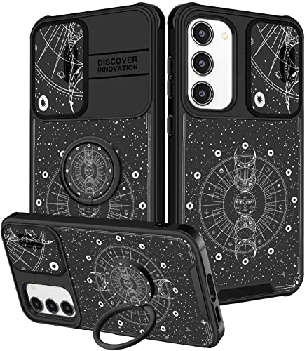 Funermei 2-in-1-Schutzhülle für Samsung Galaxy S23 für Damen, süßes Mädchen, Motiv: Sonne, Mond, Planet, lustig, lustig, Kawaii, ästhetisch, Cooles Design, mit Kamera-Abdeckung und Ringständer, für von Funermei