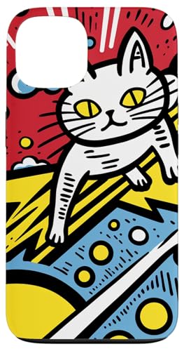 Hülle für iPhone 13 Pop Art Lustige Katze mit UFOs von Funny Alien Cat Theme