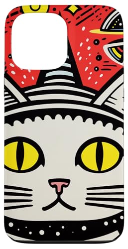 Hülle für iPhone 13 Pro Max Pop Art Lustige Katze mit UFOs von Funny Alien Cat Theme