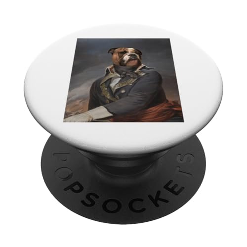 Lustige königliche Bulldogge in historischer Outfit-Kunst PopSockets mit austauschbarem PopGrip von Funny Animal Classic Art Parody Designs