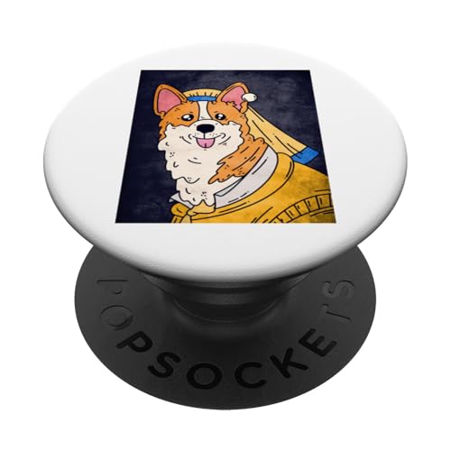 Lustiger Hund Renaissance Art Parodie Corgi mit Perlenohrring PopSockets mit austauschbarem PopGrip von Funny Animal Classic Art Parody Designs