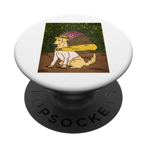 Niedlicher Hund mit Hut und Blumen, klassische Kunst-Parodie PopSockets mit austauschbarem PopGrip von Funny Animal Classic Art Parody Designs