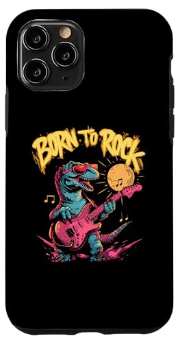 Hülle für iPhone 11 Pro Coole Dino Born to Rock Bunte Tier Motiv Kunst Lustig T-Re von Funny Animal Musik Kopfhörer Bunt