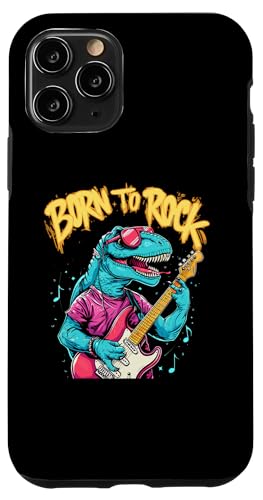 Hülle für iPhone 11 Pro Coole Dino Born to Rock Bunte Tier Motiv Kunst Lustig T-Re von Funny Animal Musik Kopfhörer Bunt