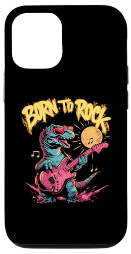 Hülle für iPhone 12/12 Pro Coole Dino Born to Rock Bunte Tier Motiv Kunst Lustig T-Re von Funny Animal Musik Kopfhörer Bunt