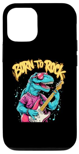 Hülle für iPhone 14 Pro Coole Dino Born to Rock Bunte Tier Motiv Kunst Lustig T-Re von Funny Animal Musik Kopfhörer Bunt