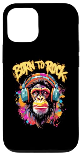 Hülle für iPhone 14 Pro Coole Monkey Musik Kopfhörer Bunt Tiermotiv Art Funn von Funny Animal Musik Kopfhörer Bunt