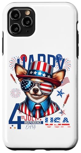Hülle für iPhone 11 Pro Max 4. Juli Chihuahua Hund Patriotische Mütze American von Funny Animals 4th Of July Patriotic